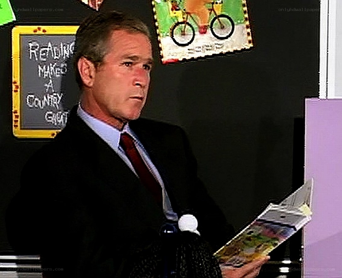 George W. Bush reading a book