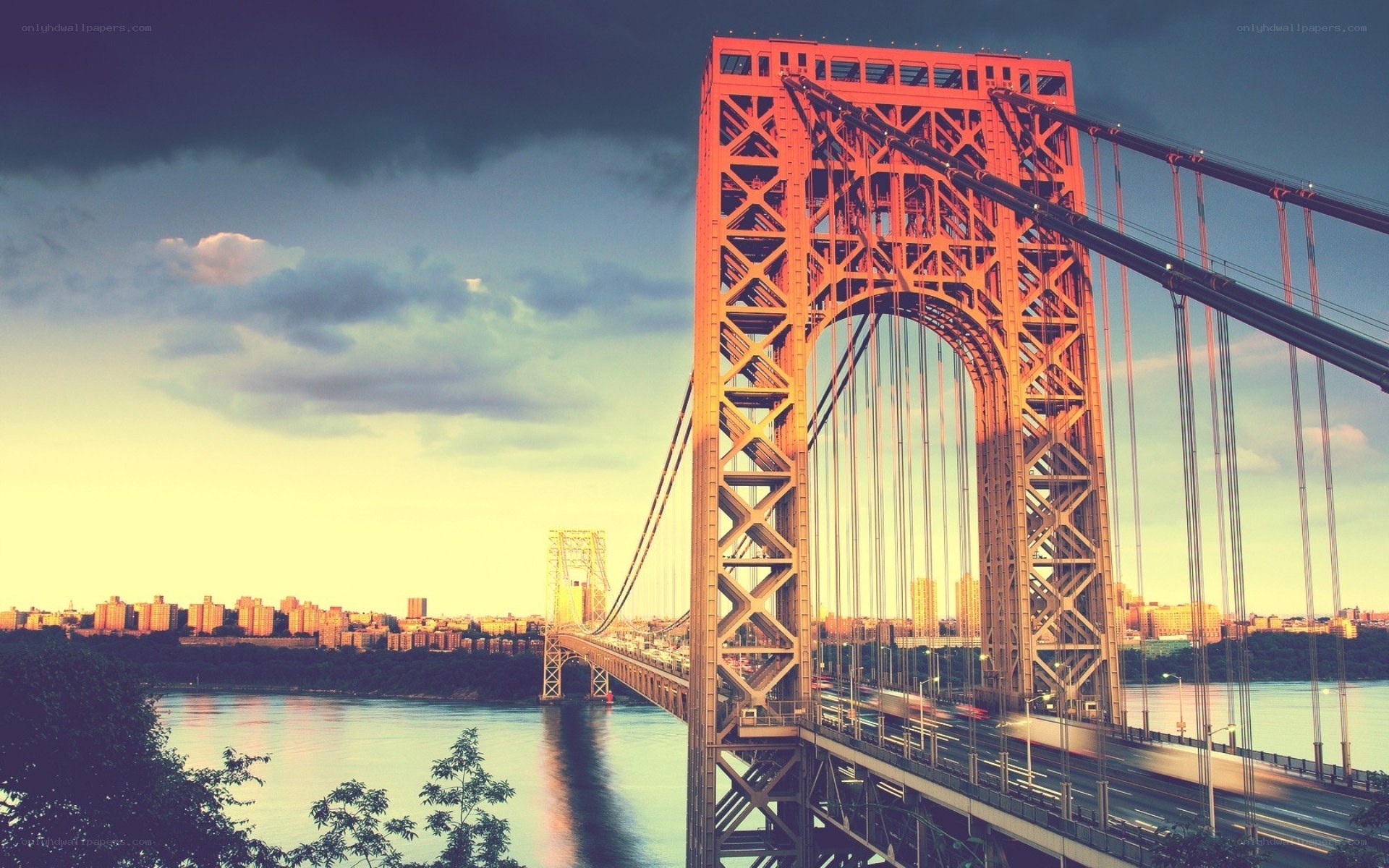George Washington Bridge at sunset