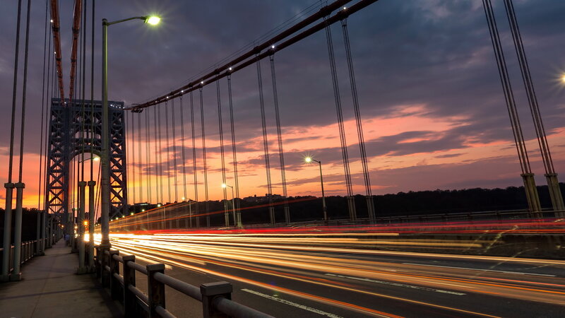 George Washington Bridge — Orange, Dramatic, Sunset, Photograph