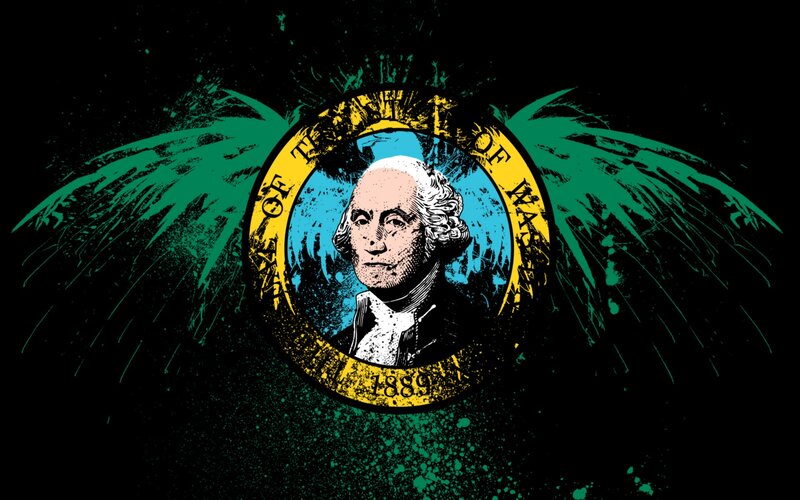 George Washington Portrait — Black, Dramatic, Digital Art
