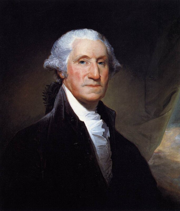 George Washington Portrait — Black, Formal, Painting, White Wig, Black Coat