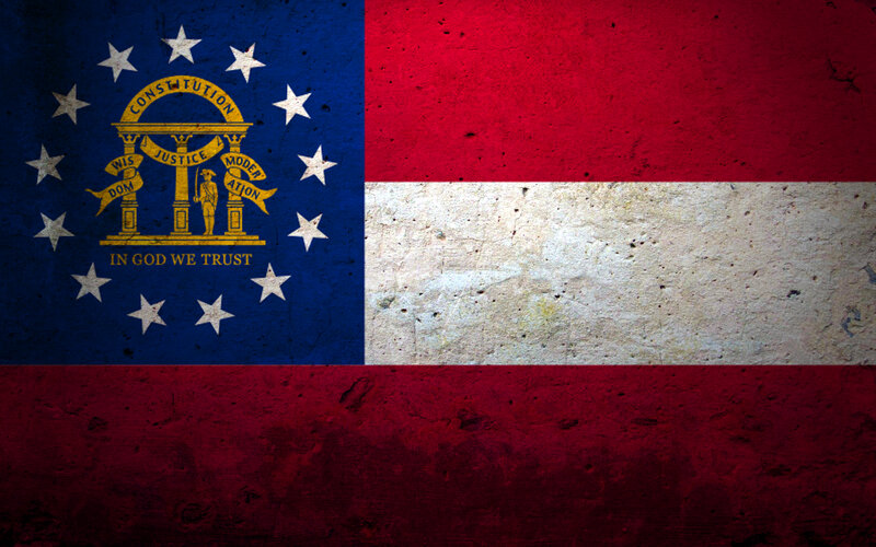 Georgia state flag with distressed texture