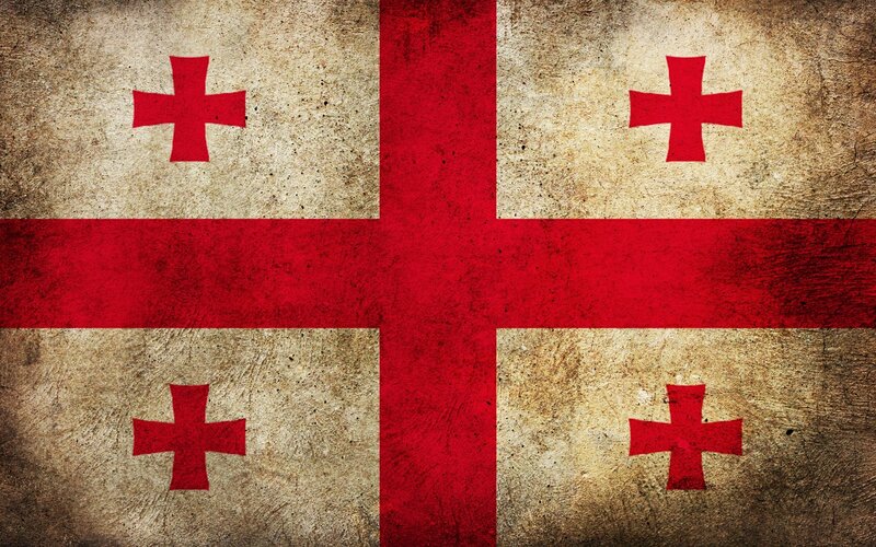 Georgian Flag — Red, Neutral, Photograph