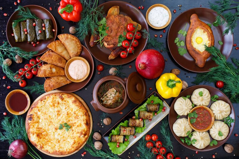 Georgian Food Spread — Brown