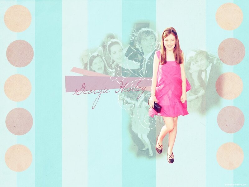 Georgie Henley in pink dress