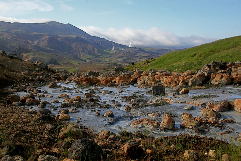 Geothermal area with steam vents