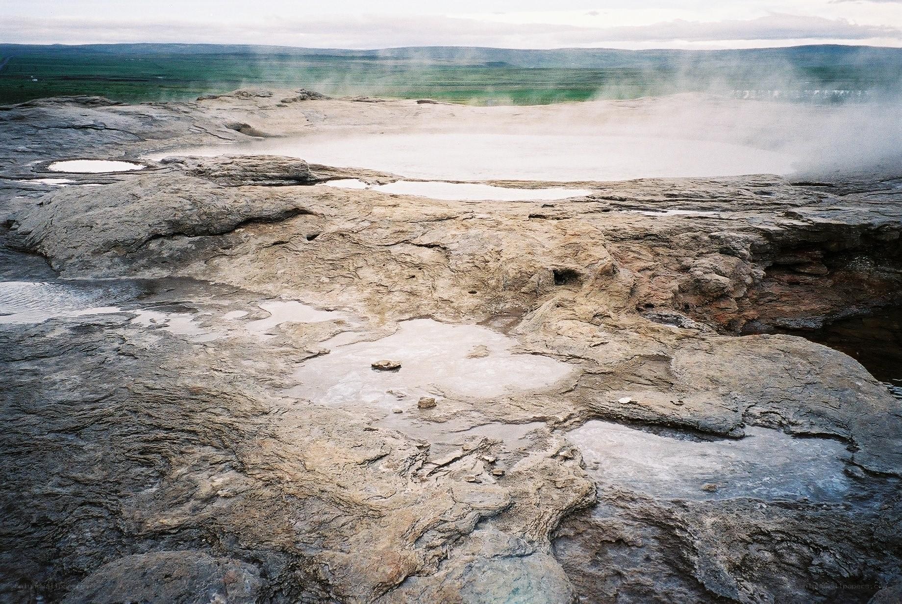 Geothermal area with steam