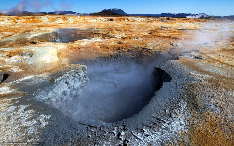 Geothermal area with steaming vents