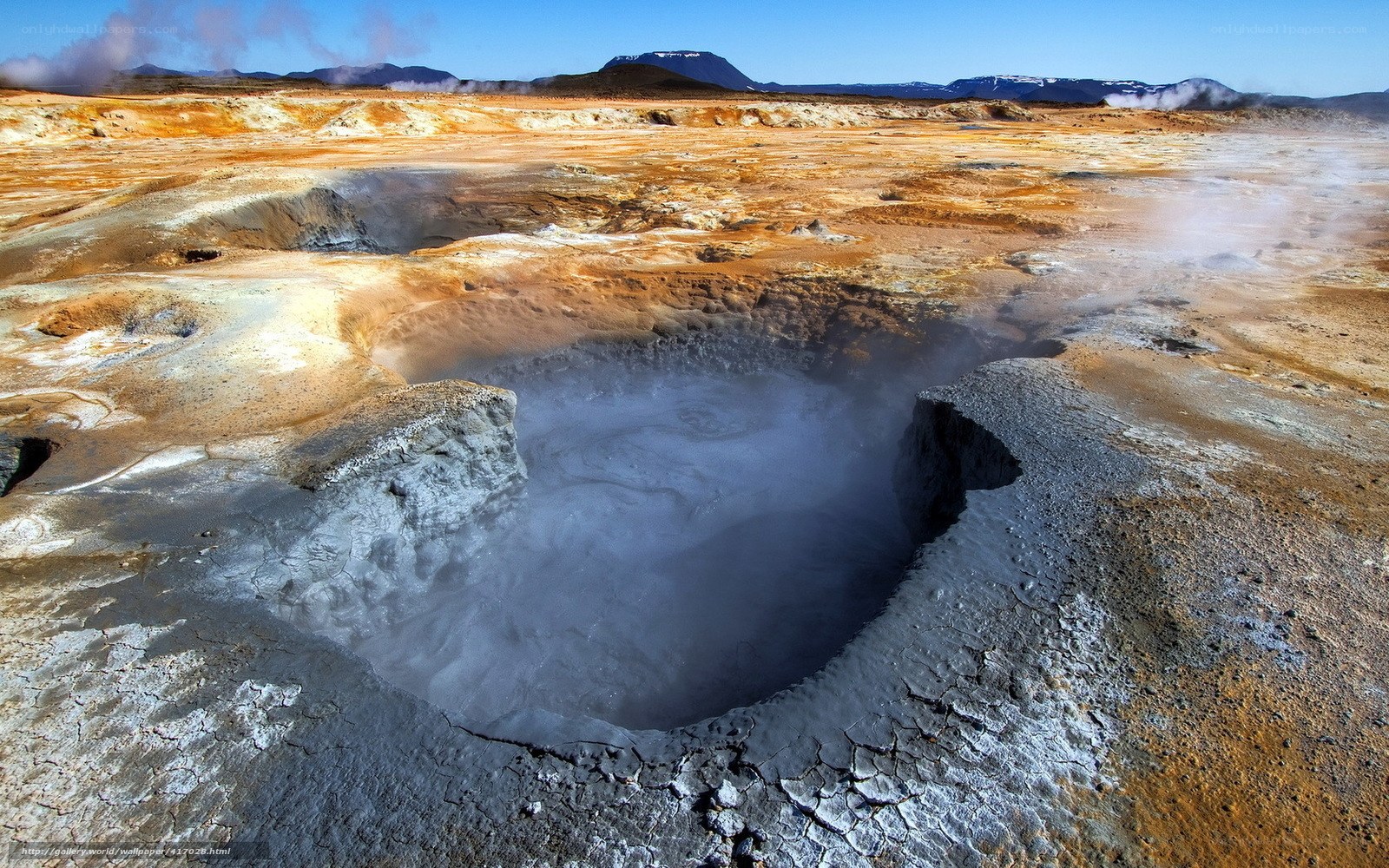 Geothermal area with steaming vents