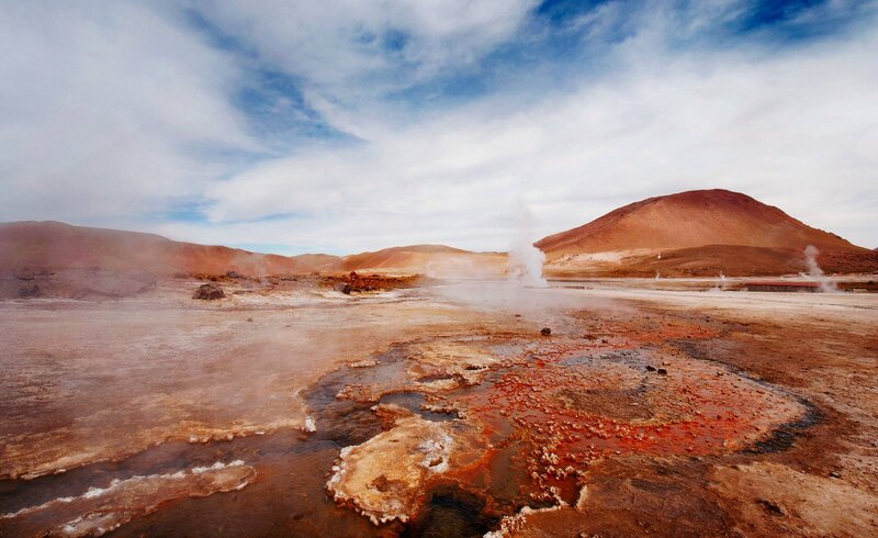 Geothermal Field with Steam — Brown