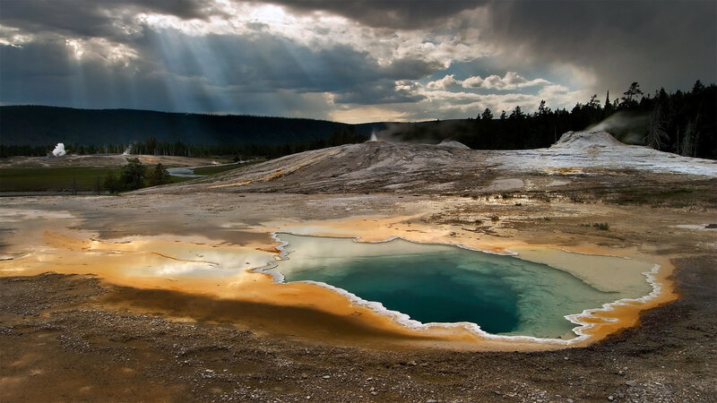 Geothermal Pool in Field — Blue