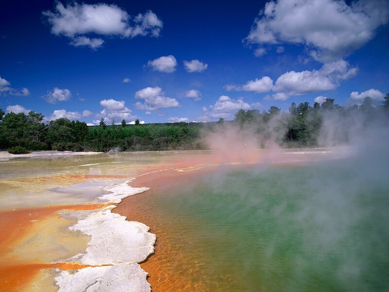 Geothermal pool with steam