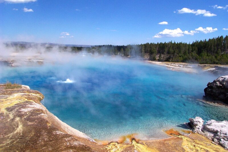 Geothermal Pool with Steam — Blue