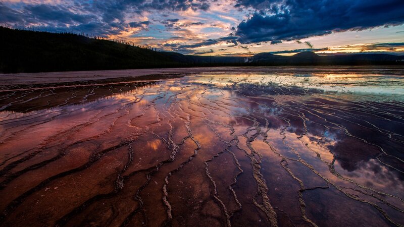 Geothermal Pools at Sunset — Purple