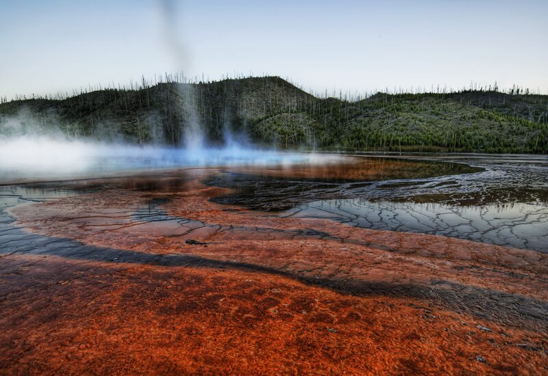Geothermal spring at dawn
