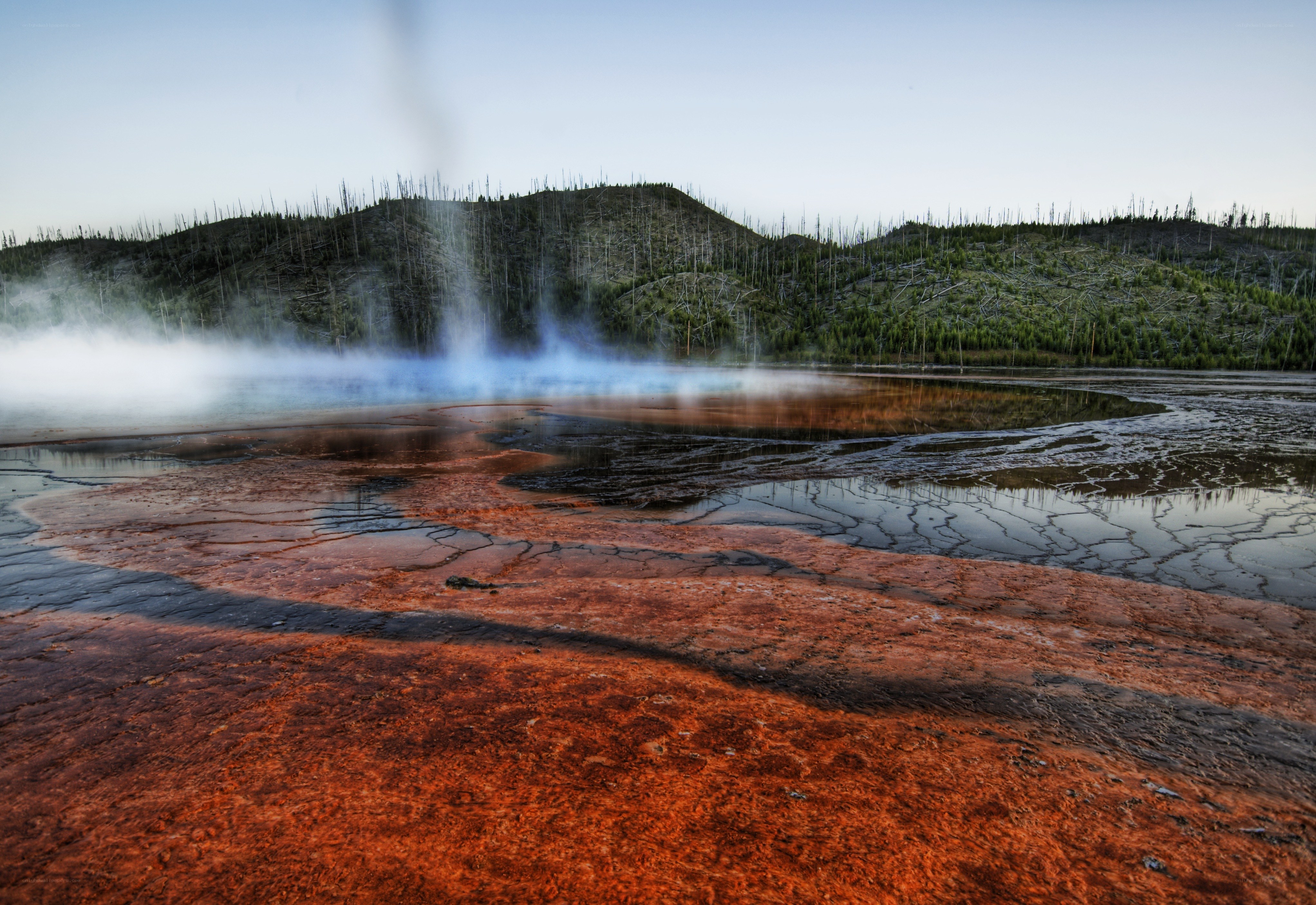 Geothermal spring at dawn