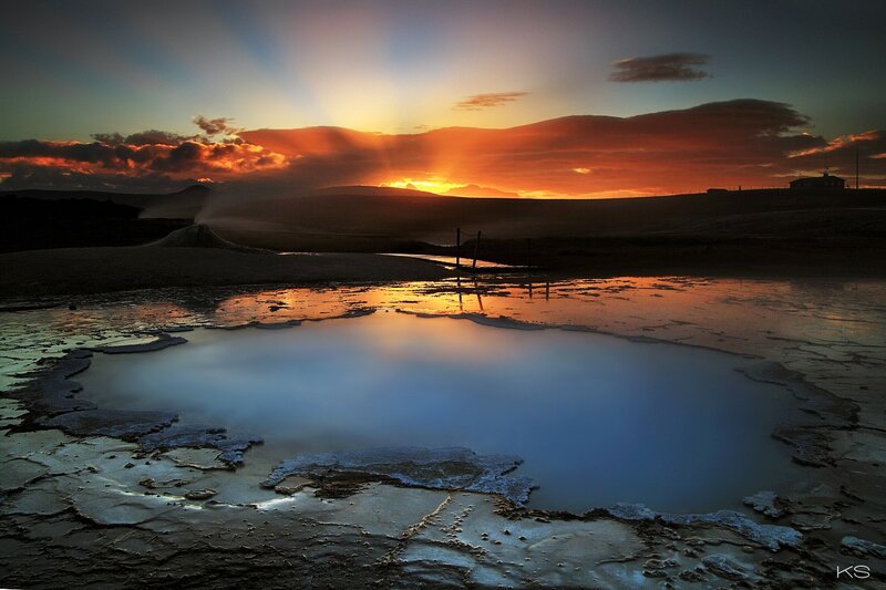 Geothermal Spring at Sunset