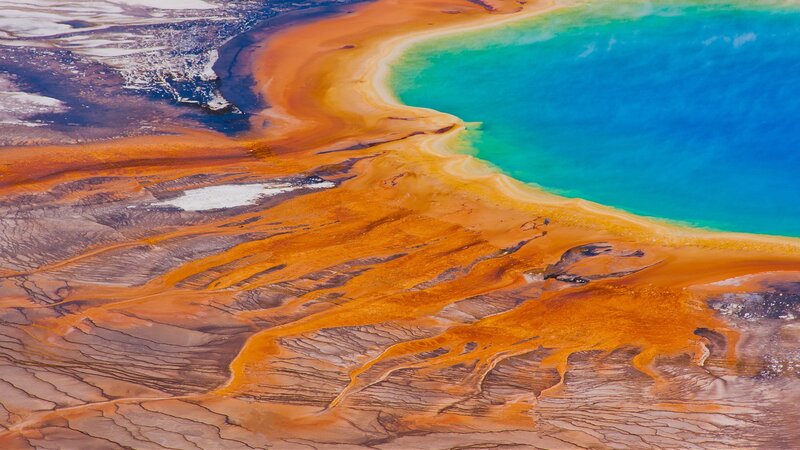 Geothermal Spring — Blue, Dramatic, Photograph, Pool, Mineral Deposits, Cracks