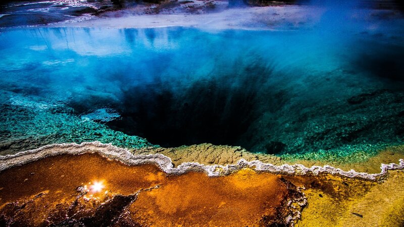 Geothermal Spring — Blue, Dramatic, Photograph, Pool, Mineral Deposits