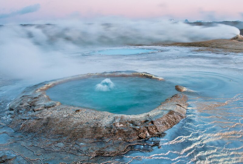 Geothermal Spring — Blue, Serene, Sunrise, Photograph