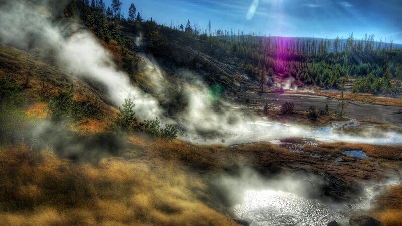 Geothermal Steam Vent — Blue, Dramatic, Afternoon