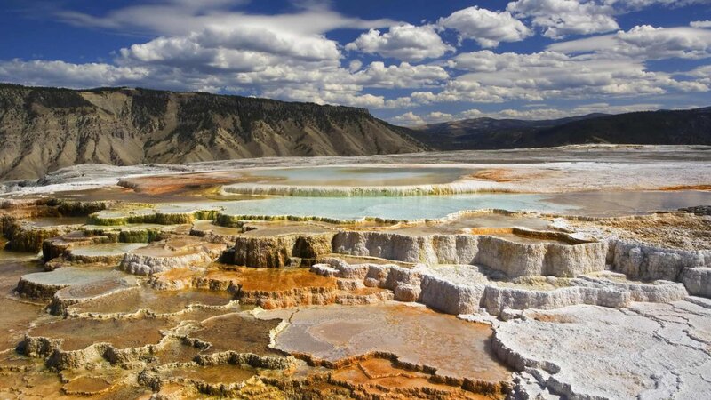 Geothermal Terraces — Blue, Dramatic