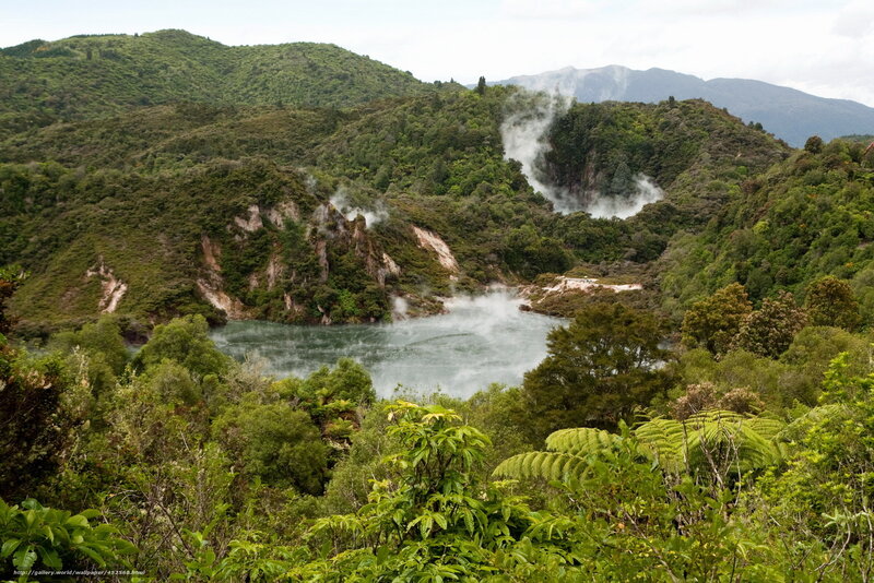 geothermal valley with steam