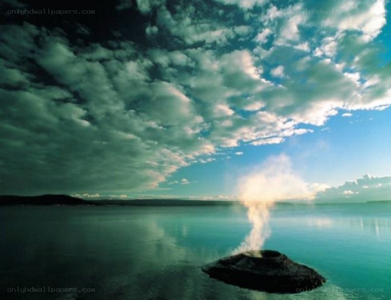 Geothermal vent in a lake
