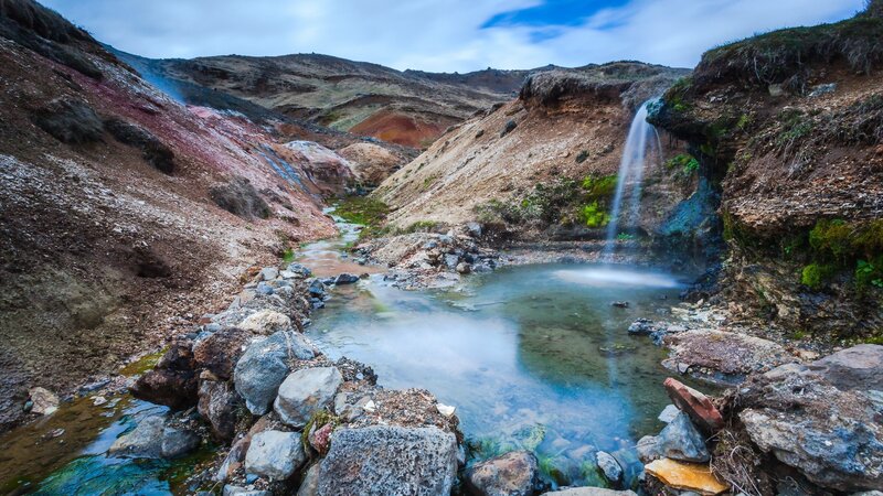 Geothermal Waterfall — Blue