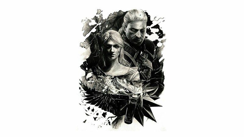 Geralt and Ciri — Black, Dramatic, Illustration