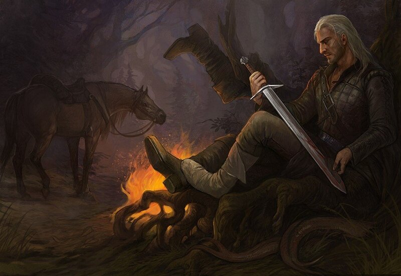 geralt by campfire