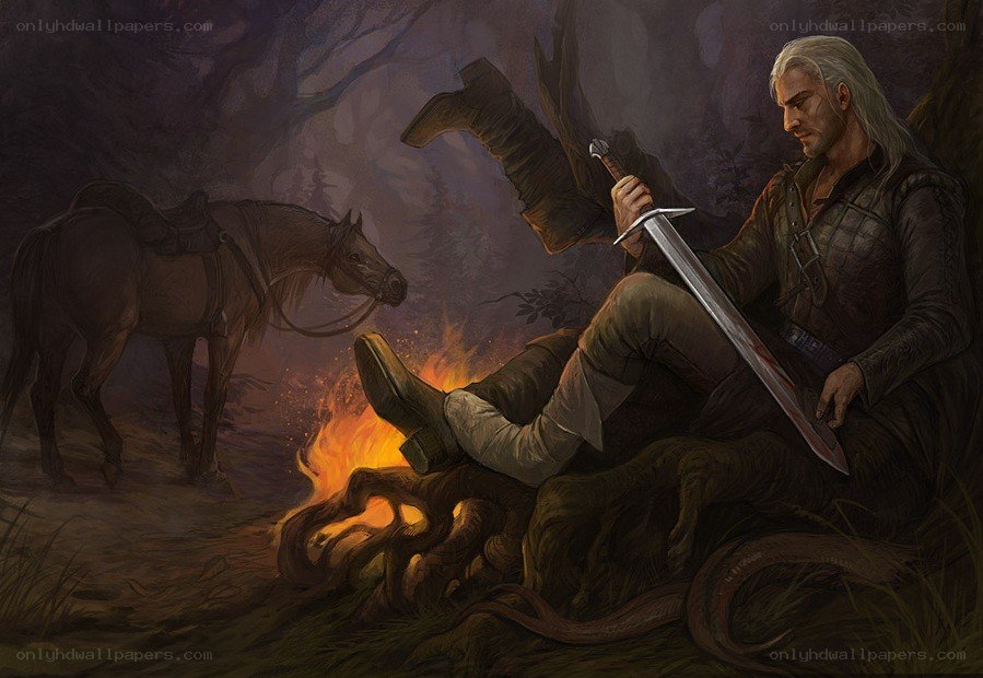 geralt by campfire