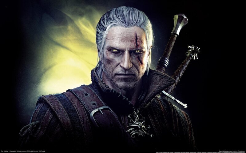 Geralt of Rivia — Black, Dramatic, Digital Art, Sword