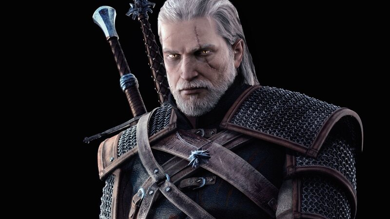 Geralt of Rivia — Black, Serious, 3d Render