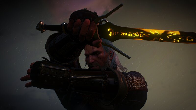 Geralt of Rivia Holding Sword — Black