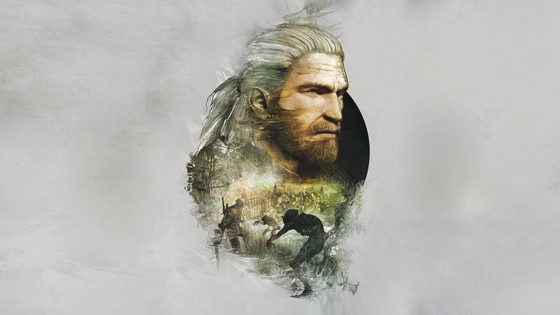 Geralt of Rivia Portrait — Gray, Dramatic, Digital Art