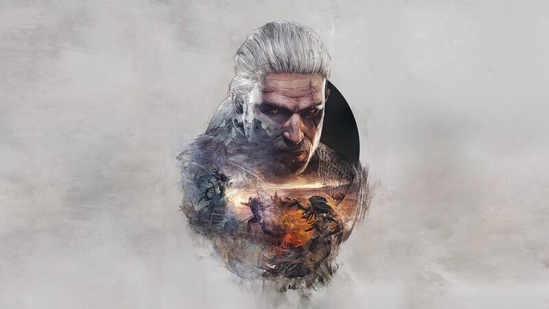 Geralt of Rivia Portrait — Gray, Dramatic