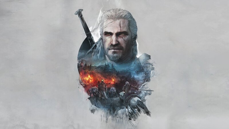 Geralt of Rivia Portrait — Gray
