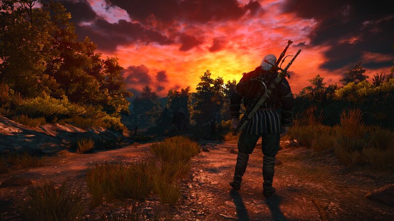 Geralt of Rivia — Red, Dramatic, Sunset