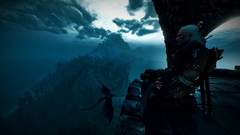 Geralt of Rivia Sitting — Blue