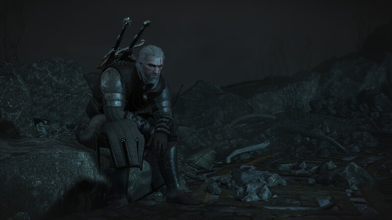 Geralt of Rivia Sitting — Gray