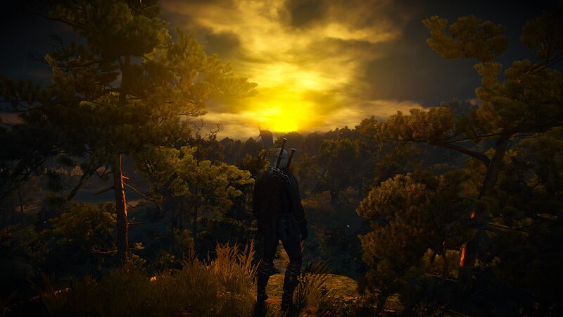 Geralt of Rivia — Yellow, Dramatic, Sunset, 3d Render