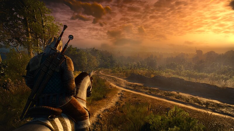 Geralt on Horseback — Orange, Dramatic