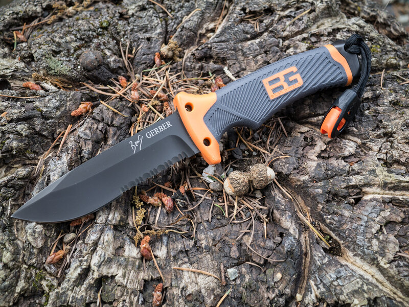 Gerber Knife on Tree Bark