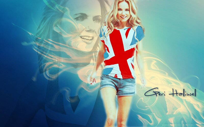 Geri Halliwell in Union Jack shirt