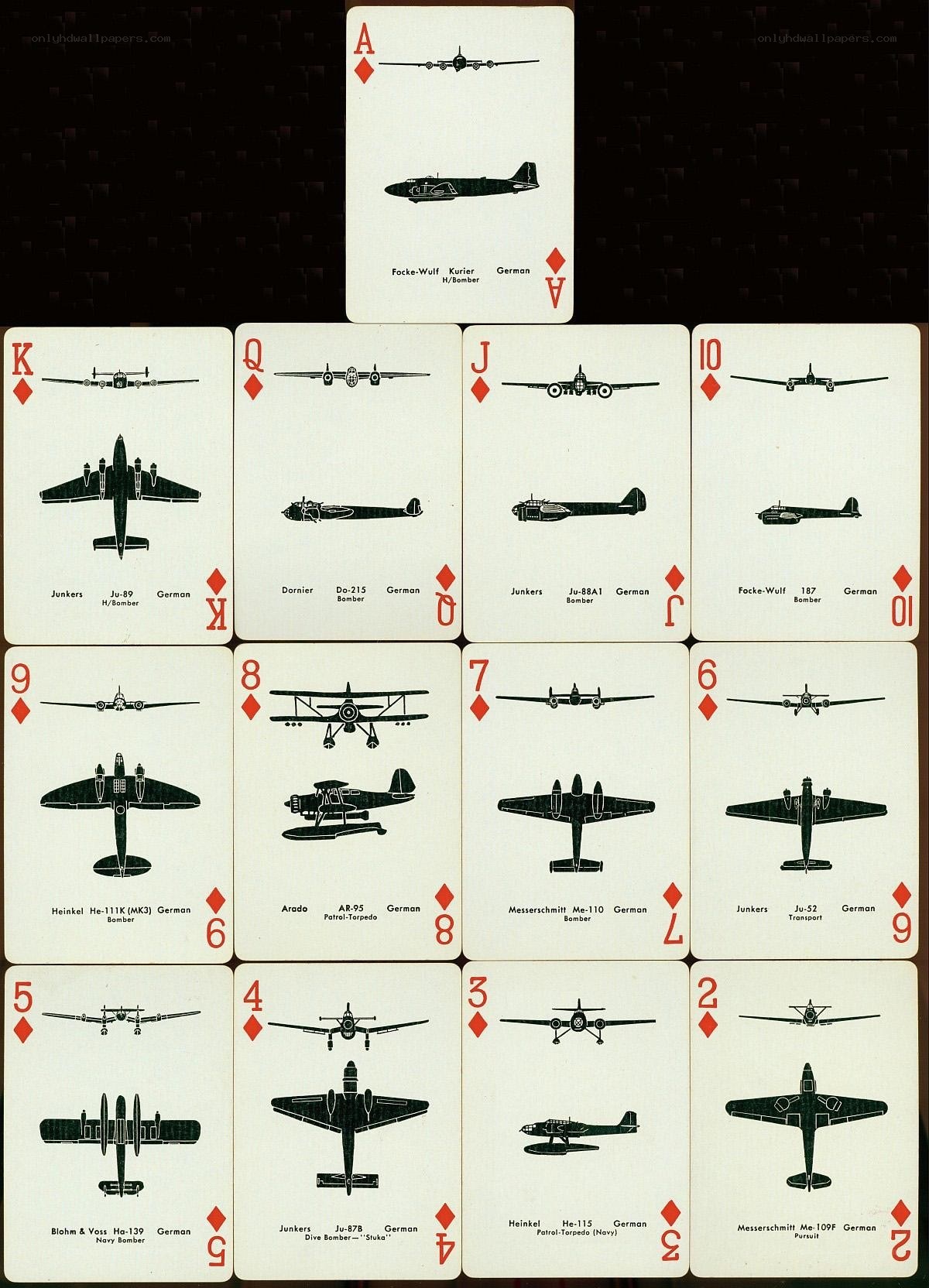 German aircraft playing cards