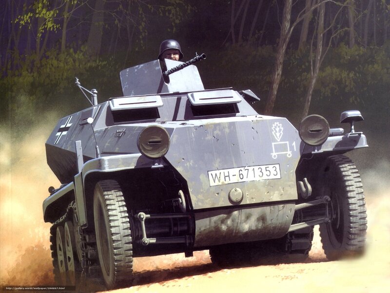 German armored car in forest