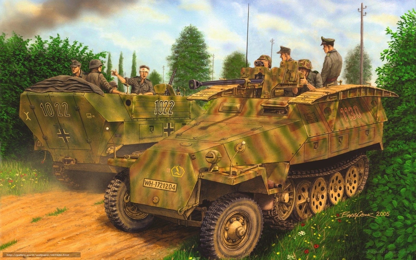 German armored vehicles in field