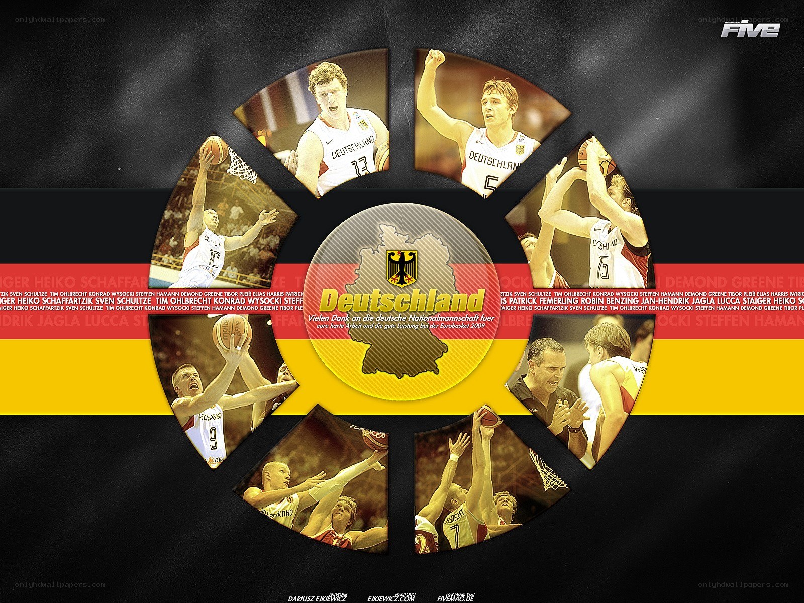 German basketball team collage