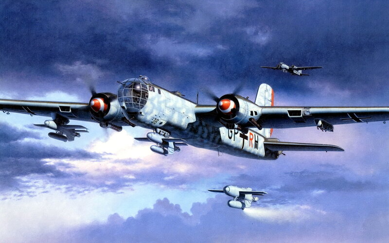 German Bomber Aircraft — Blue, Dramatic